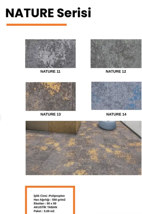 Nature halı serisi renk kartelası